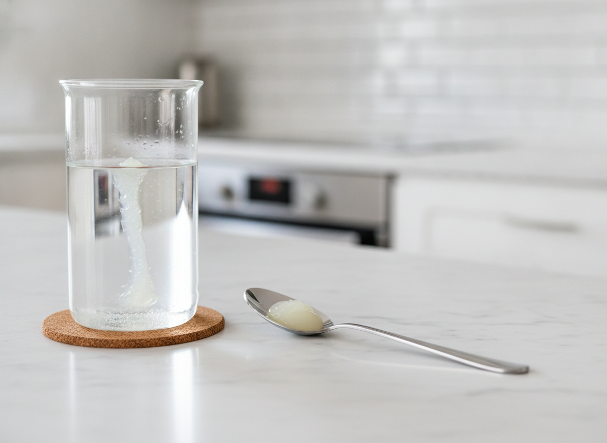 تست انحلال ژل رویال اصل در آب و ته‌نشین شدن ذرات حل‌نشده آن
