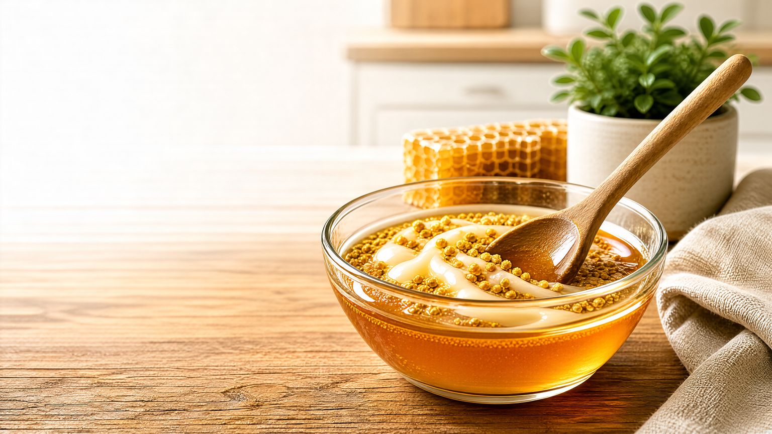 آموزش تصویری نحوه ترکیب فیزیکی عسل، ژل رویال و گرده گل برای حفظ خواص آنزیمی و جلوگیری از افت کیفیت