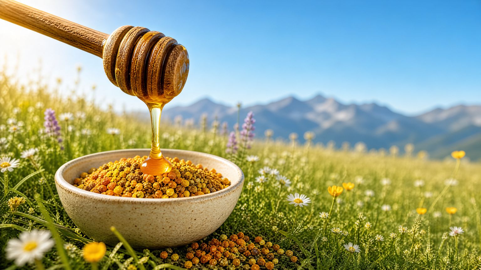 عسل خام کوهستان قره‌چمن همراه با گرده گل برای پیشگیری روزانه و تقویت ایمنی بدن