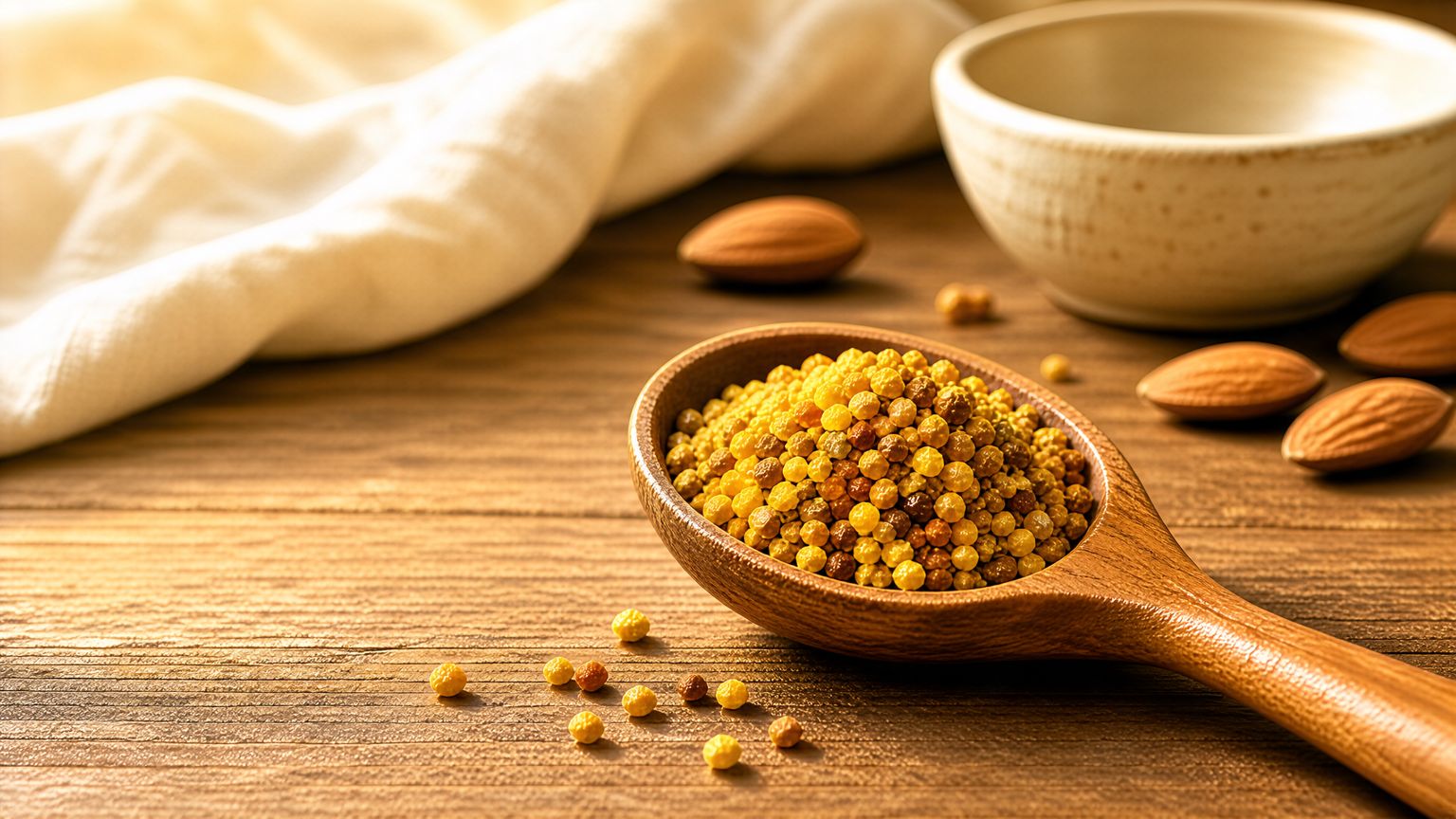نمای نزدیک از دانههای گرده گل سرشار از ویتامین و اسید آمینه جهت رفع کمخونی و جلوگیری از ریزش مو